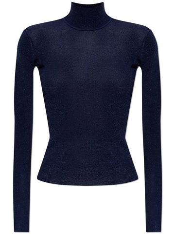 Self Portrait Turtleneck With Lurex Thread, Women's, Navy Blue - SELF PORTRAIT - BALAAN 1