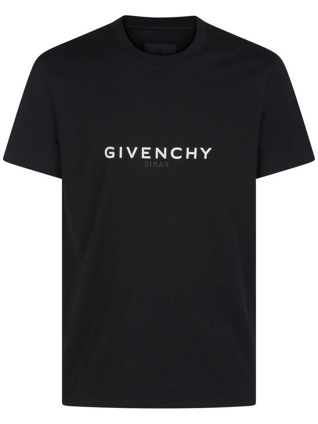 Men's Reverse Logo Round Slim Short Sleeve T-Shirt Black - GIVENCHY - BALAAN 2