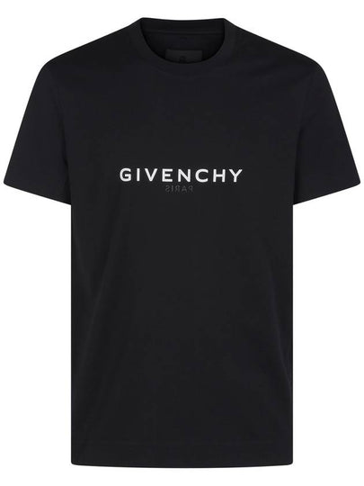 Men's Reverse Logo Round Slim Short Sleeve T-Shirt Black - GIVENCHY - BALAAN 2