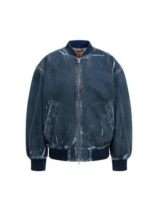 Men s Wide Zip Up Dyed Denim Jacket Dark Navy - DIESEL - BALAAN 1