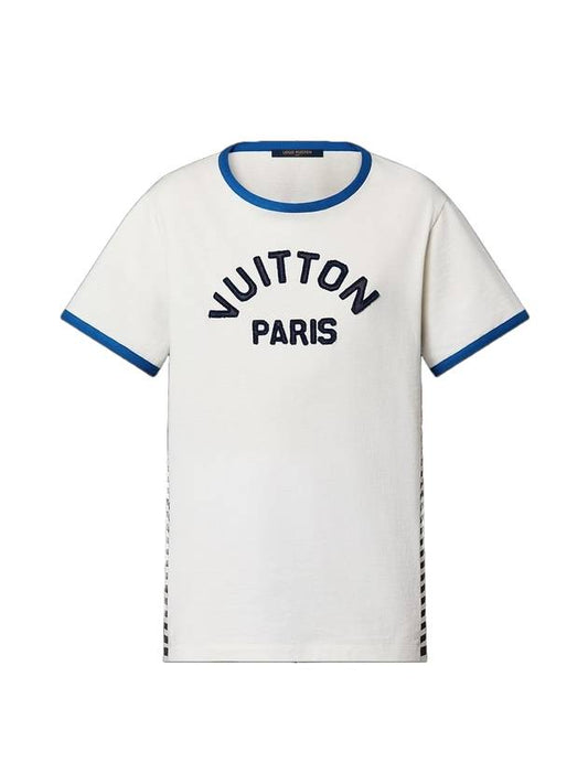 Paris crew neck striped cotton short sleeve t-shirt white - LOUIS VUITTON - BALAAN 1