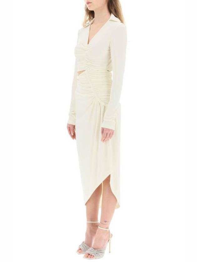 Draped Cut-Out Midi Dress White - OFF WHITE - BALAAN 5