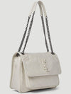 Nikki Medium Krinkle Vintage Leather Shoulder Bag Ivory - SAINT LAURENT - BALAAN 3