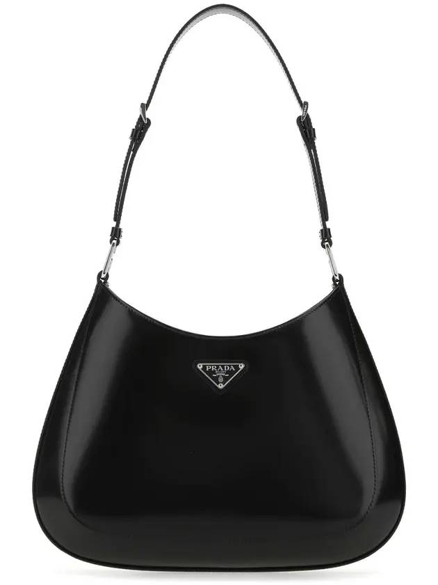 Cleo Brushed Shoulder Bag Black - PRADA - BALAAN.