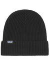 Fishermen's Rolled Logo Patch Beanie Black - PATAGONIA - BALAAN.