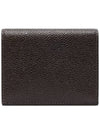 Pebble Grained Leather Double Card Wallet Dark Brown - THOM BROWNE - BALAAN 5