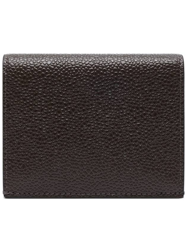 Pebble Grained Leather Double Card Wallet Dark Brown - THOM BROWNE - BALAAN 5