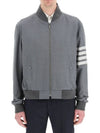 Diagonal Striped Knit Rib Blouson Bomber Jacket Grey - THOM BROWNE - BALAAN 4