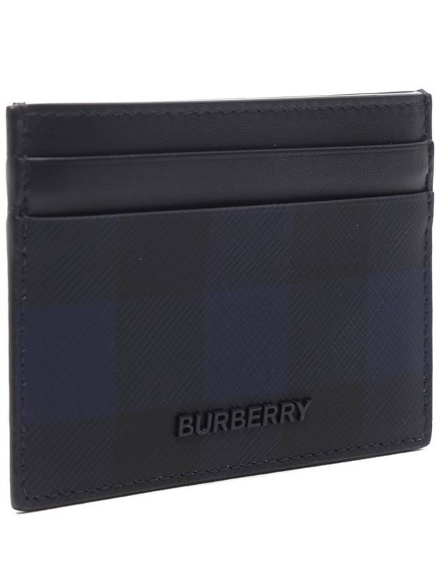 Check Leather Card Wallet Navy - BURBERRY - BALAAN 4