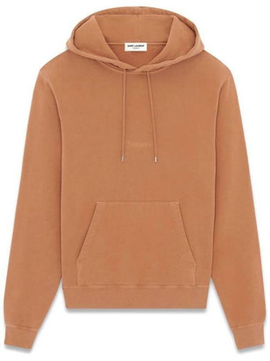 Embroidered Logo Cotton Hoodie Light Orange - SAINT LAURENT - BALAAN 1