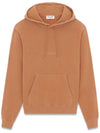 Embroidered Logo Cotton Hoodie Light Orange - SAINT LAURENT - BALAAN 1