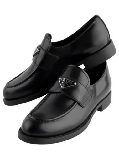 Brushed Leather Loafers Women Shoes - PRADA - BALAAN 1