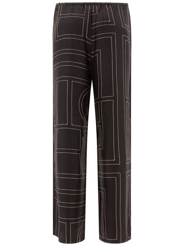 Silk Monogram Print Pyjamas Straight Pants Black - TOTEME - BALAAN 3