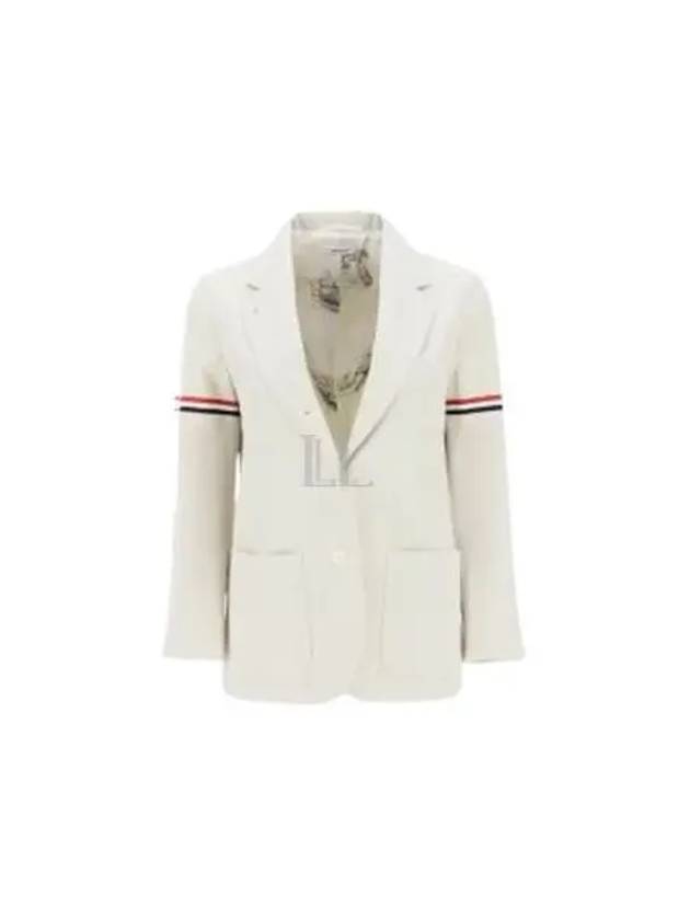 Women's RWB Tab Crop Sleeve Blazer Jacket Natural White - THOM BROWNE - BALAAN 2