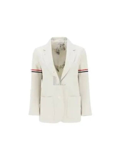 Women's RWB Tab Crop Sleeve Blazer Jacket Natural White - THOM BROWNE - BALAAN 2