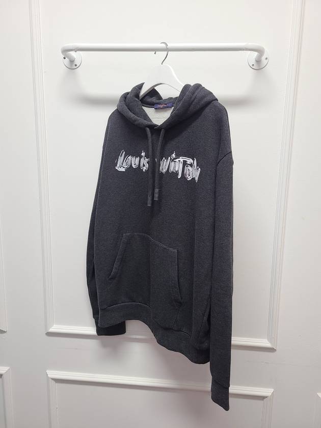 Charcoal lettering logo printed hoodie L - LOUIS VUITTON - BALAAN 4