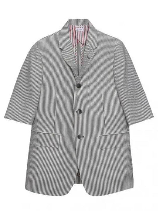 Blazer hairline striped wool seersucker jacket - THOM BROWNE - BALAAN 1