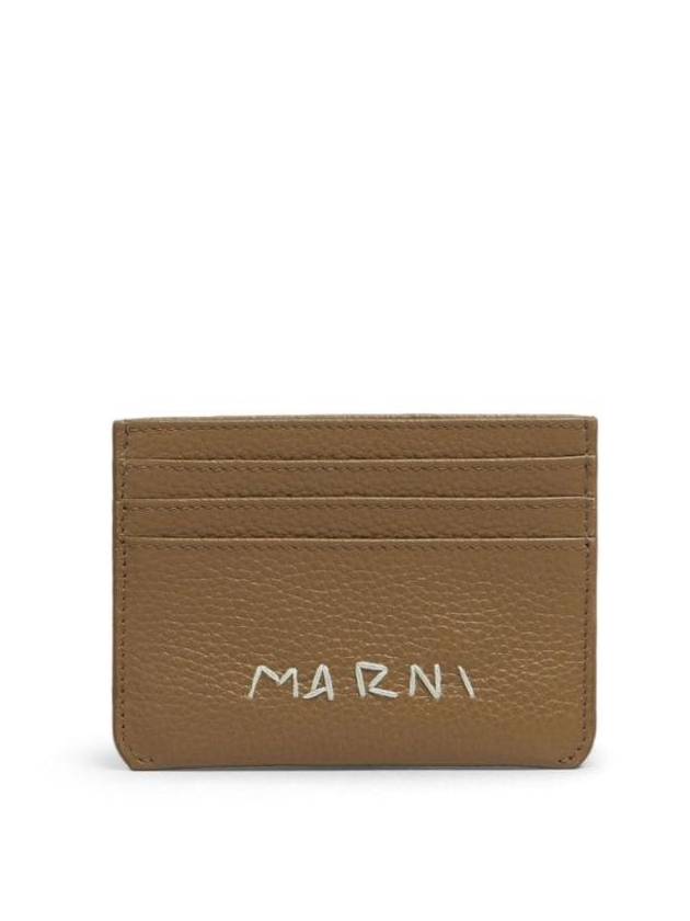 Logo embroidered leather card holder PFMI0104U0P6533 - MARNI - BALAAN 1