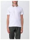 Men's Check Collar Cotton Polo Shirt White - BURBERRY - BALAAN 5