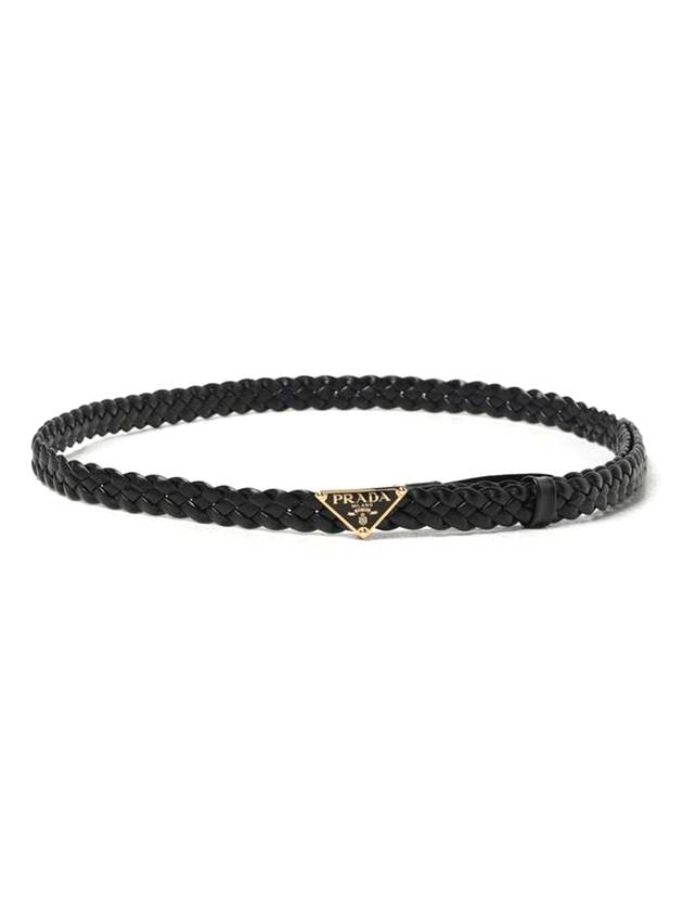 Triangle Logo Napa Leather Belt Black - PRADA - BALAAN 1