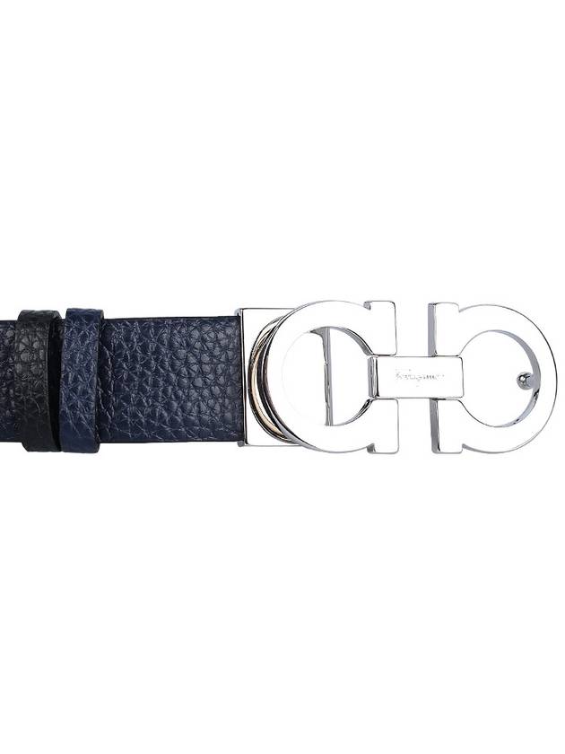 Reversible Gancini Leather Belt Black Blueberry - SALVATORE FERRAGAMO - BALAAN 6