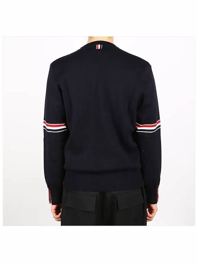 Men's Milan Stitch Armband Crew Neck Knit Top Navy - THOM BROWNE - BALAAN 5