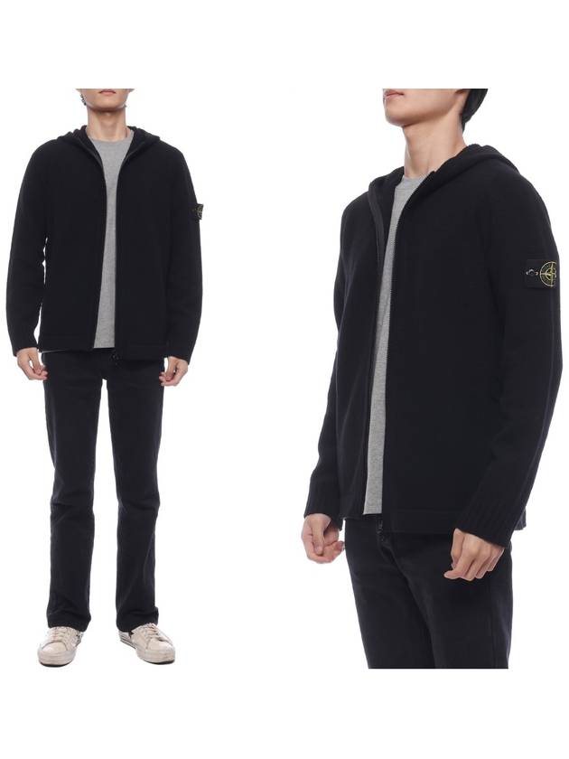 Wool Hooded Jacket Black - STONE ISLAND - BALAAN 3