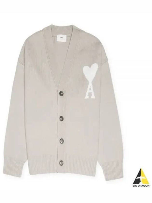 De Coeur Logo Wool Cardigan Light Beige - AMI - BALAAN 2