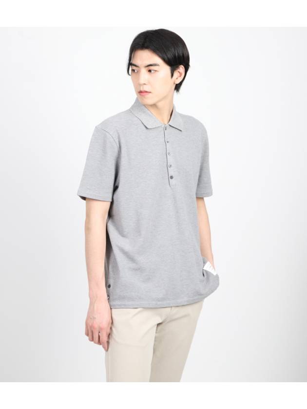 Men's Cotton Pique Center Bag Striped Short Sleeve Polo Shirt Grey - THOM BROWNE - BALAAN 4