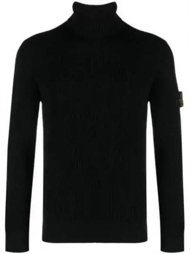 Men's Logo Patch Turtleneck Black - STONE ISLAND - BALAAN 2