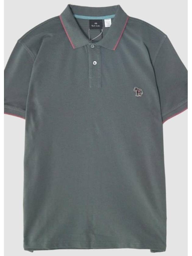 Zebra Logo Regular Fit Short Sleeve Polo Shirt Grey - PAUL SMITH - BALAAN 2