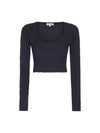 Women's Jacquard Crop Long Sleeve T-Shirt Navy - SUNNEI - BALAAN 1