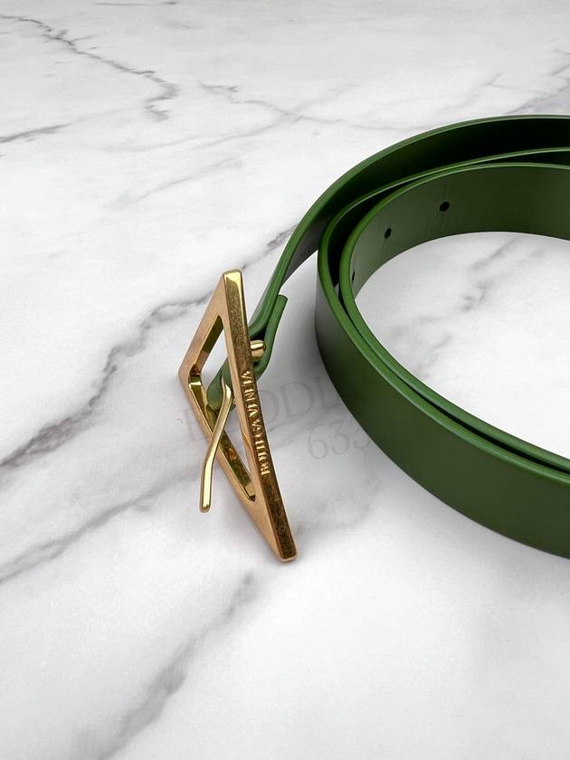 Triangle Buckle Leather Belt Green - BOTTEGA VENETA - BALAAN 9