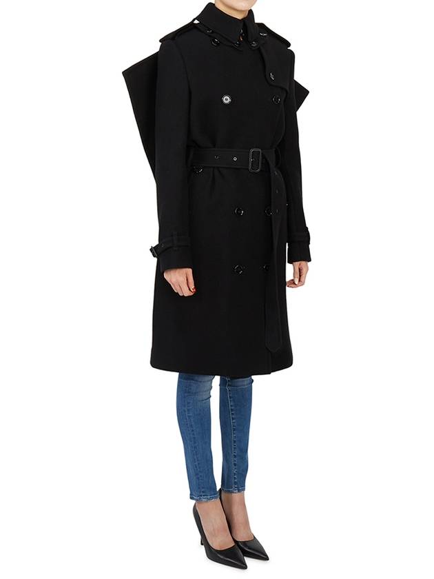 WoMen's Panel Detail Cashmere Wool Blend Trench Coat Black - BURBERRY - BALAAN 7