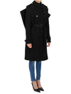 Women's Panel Detail Cashmere Wool Blend Trench Coat Black - BURBERRY - BALAAN 7