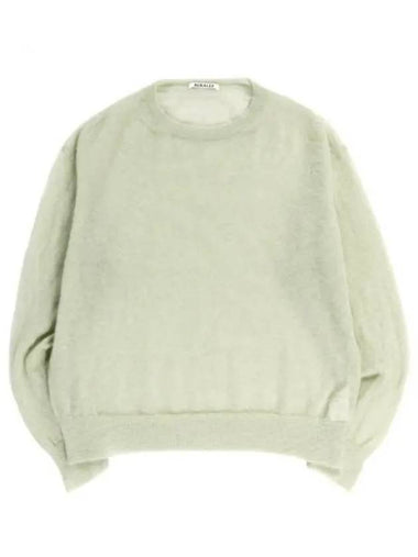 24 KID MOHAIR SHEER KNIT P O DARK LIGHTGREEN A24SP02FG pullover - AURALEE - BALAAN 1