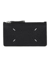 Pebble Leather Stitch Logo Zipper Card Wallet Black - MAISON MARGIELA - BALAAN 1