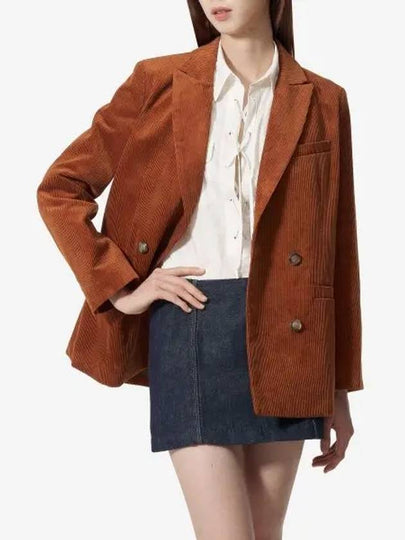 Lucy Double-Breasted Corduroy Blazer Jacket Camel - A.P.C. - BALAAN 2