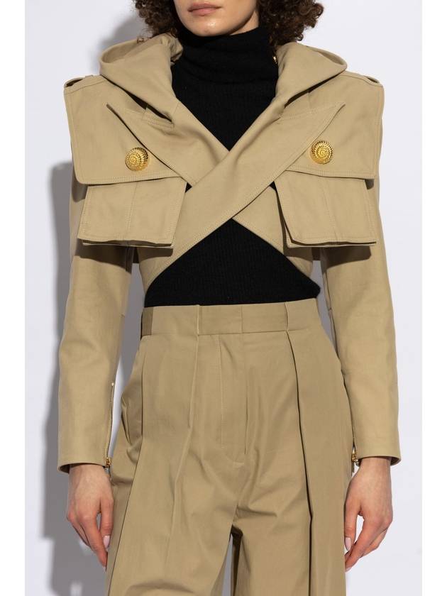 Balmain Short Jacket With Hood, Women's, Beige - BALMAIN - BALAAN 3