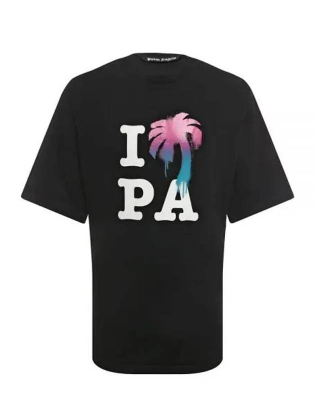 I Love Pa Classic Cotton Short Sleeve T-Shirt Black - PALM ANGELS - BALAAN 2