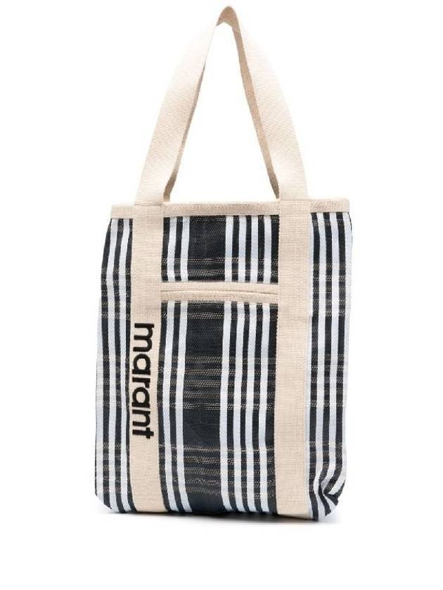 Women's Darwen Logo Striped Tote Bag Grey - ISABEL MARANT - BALAAN 1