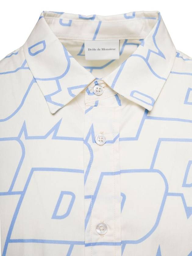 White Shirt With All-Over Ddm Print In Cotton Man - DROLE DE MONSIEUR - BALAAN 3