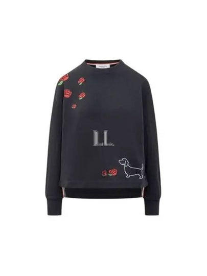 Loopback Hector Rose Oversized Crew Neck Cotton Sweatshirt Navy - THOM BROWNE - BALAAN 2