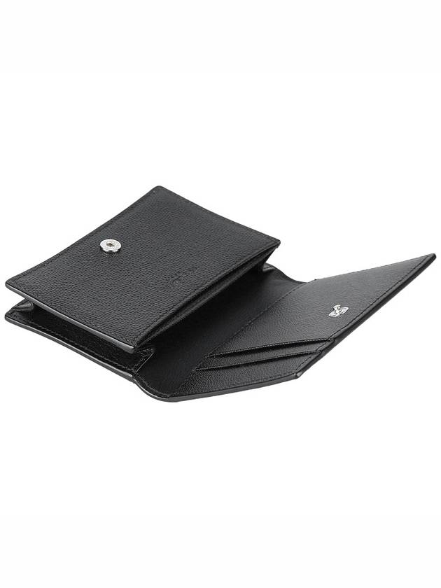 Business Flap in Grain De Poudre Embossed Leather Card Wallet Black - SAINT LAURENT - BALAAN 9