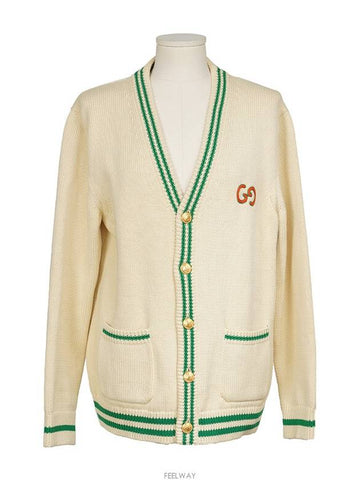 Pineapple Cotton Cardigan Ivory L 74466 - GUCCI - BALAAN 1