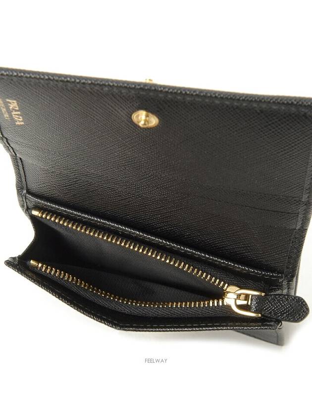 Small Saffiano Leather Half Wallet Black - PRADA - BALAAN 5