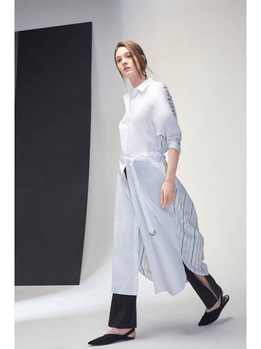 Women's Outerwear Shirt Long Dress White - PRETONE - BALAAN 1