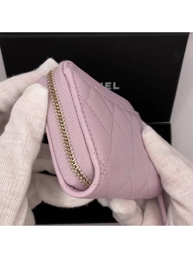 Classic Zipper Coin Purse Card Wallet Light Purple Calfskin Gold Metal AP0216 B16718 - CHANEL - BALAAN 6