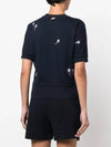 Embroidered Flower Dolman Short Sleeve T-Shirt Navy - THOM BROWNE - BALAAN 6