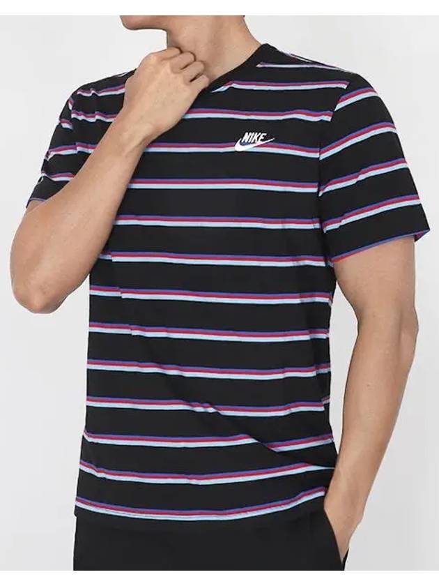 NSW Striped Short Sleeve T-Shirt Blue - NIKE - BALAAN 2